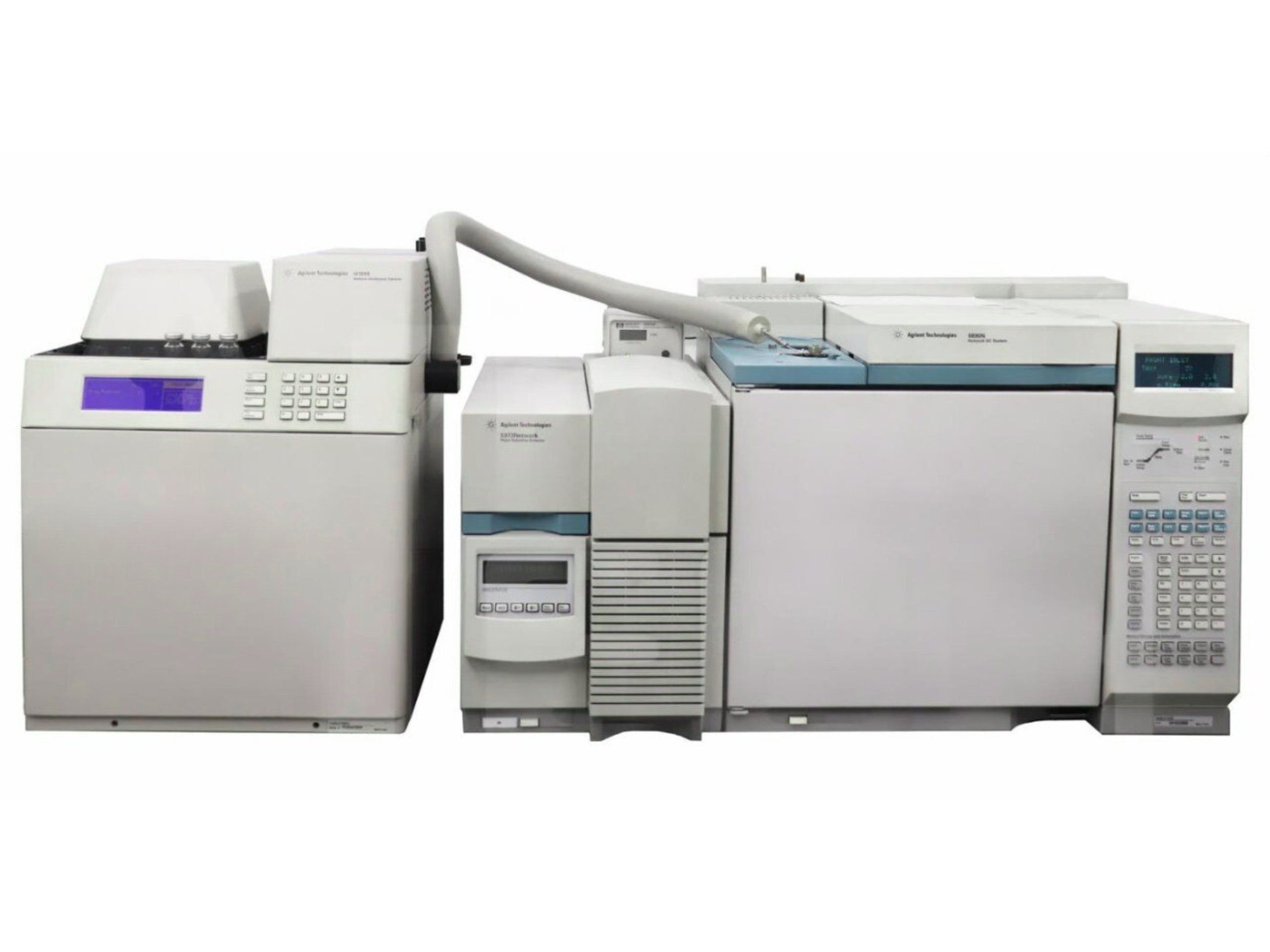 Agilent 6890N Gas Chromatograph with 5973N Mass Selective Detector (G1888) Network Headspace GC/MS System, advanced headspace GC-MS platform for environmental analysis, food safety testing, pharmaceutical research, forensic toxicology, and industrial chemical applications.