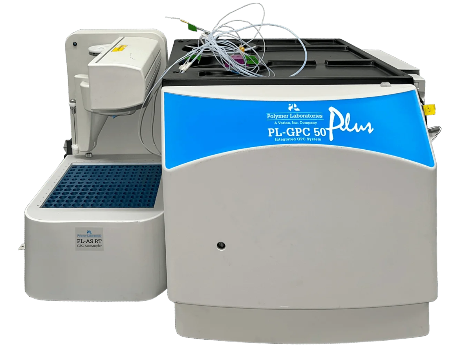 Agilent PL-GPC 50 Plus (G7810A) with PL-AS RT Autosampler dedicated gel permeation chromatography system for polymer molecular weight distribution and structural analysis in QA/QC and research laboratories.