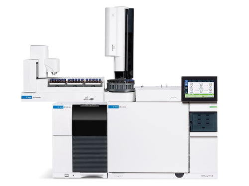 Agilent 5977B GC/MSD System with 8890 Gas Chromatograph and 7693A Automatic Liquid Sampler, reliable gas chromatography-mass spectrometry solution for environmental testing, food safety analysis, pharmaceutical research, forensic toxicology, and industrial chemical applications.