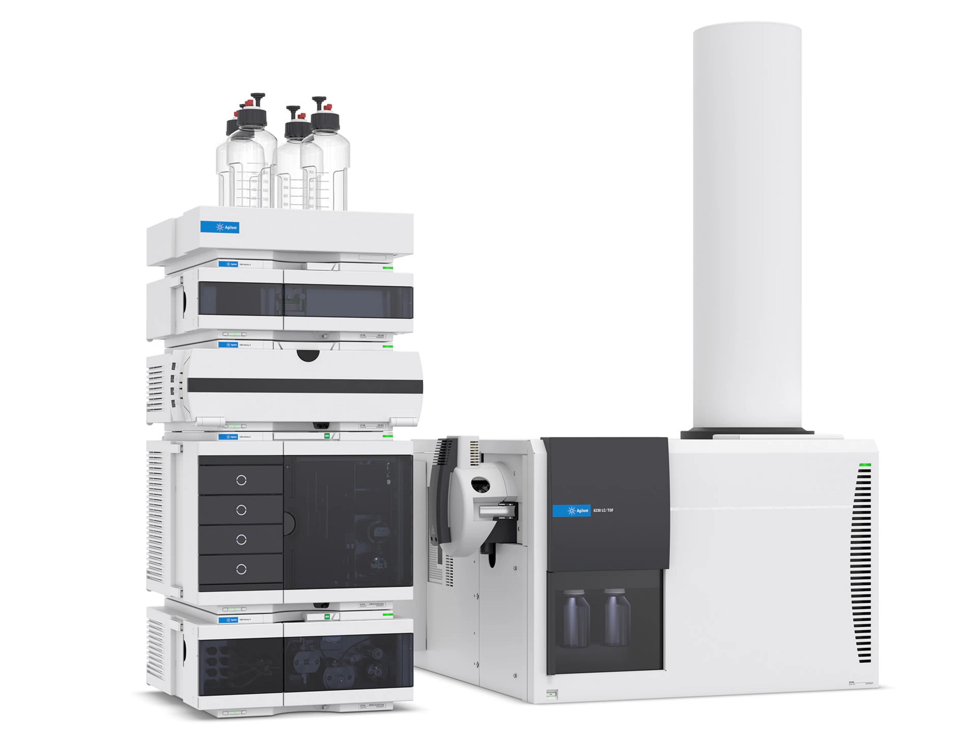 Agilent 6230B TOF LC/MS with 1290 Infinity II UHPLC advanced high-resolution accurate mass time-of-flight LC-MS system for pharmaceutical research, proteomics, metabolomics, food safety, and environmental analysis