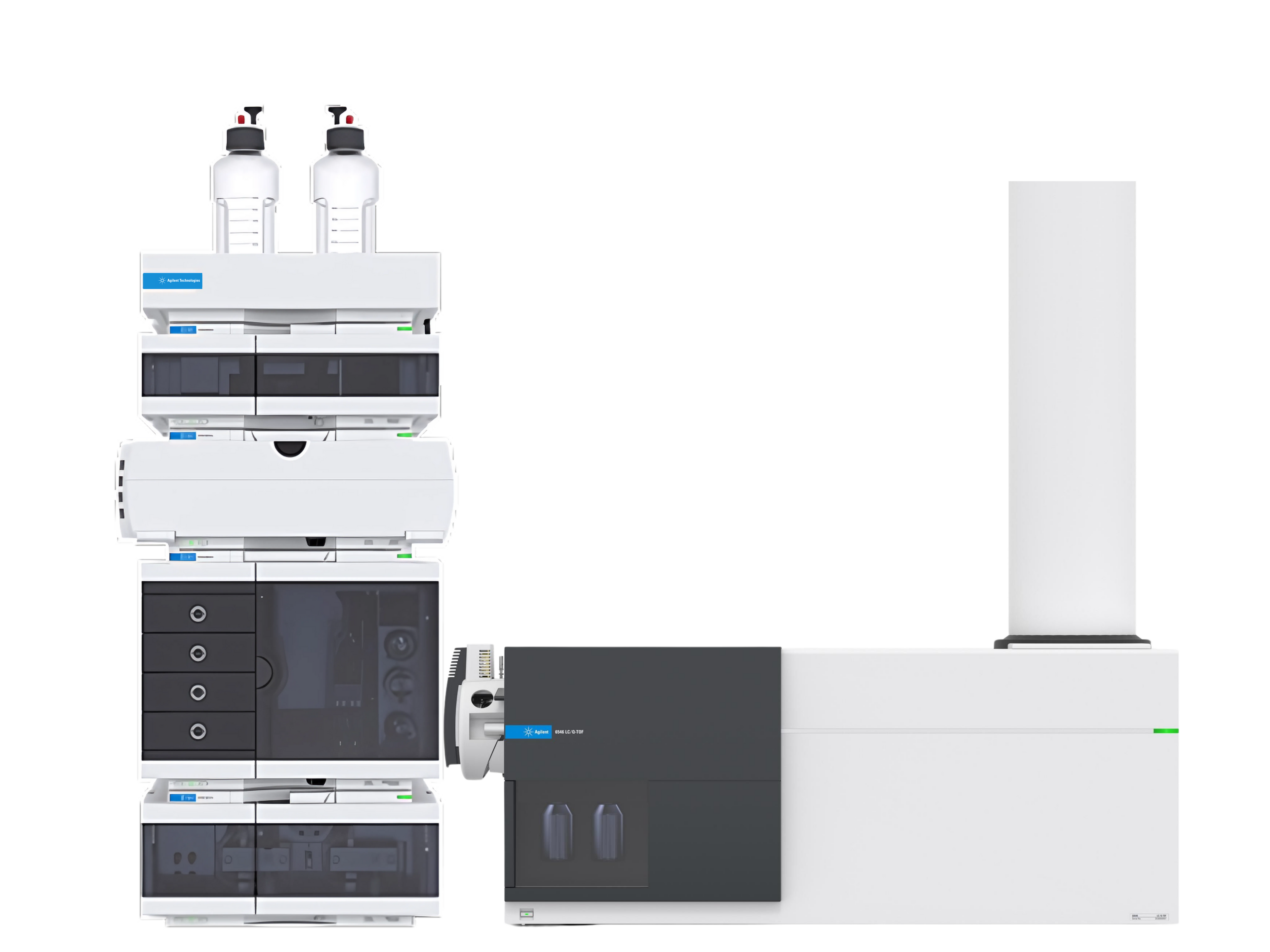 Agilent 6546 LC/Q-TOF with 1260 Infinity II LC high-resolution accurate-mass quadrupole time-of-flight LC/MS system delivering &gt;60,000 FWHM resolution and sub-ppm accuracy, ideal for metabolomics, pharmaceutical development, proteomics, and food safety research.