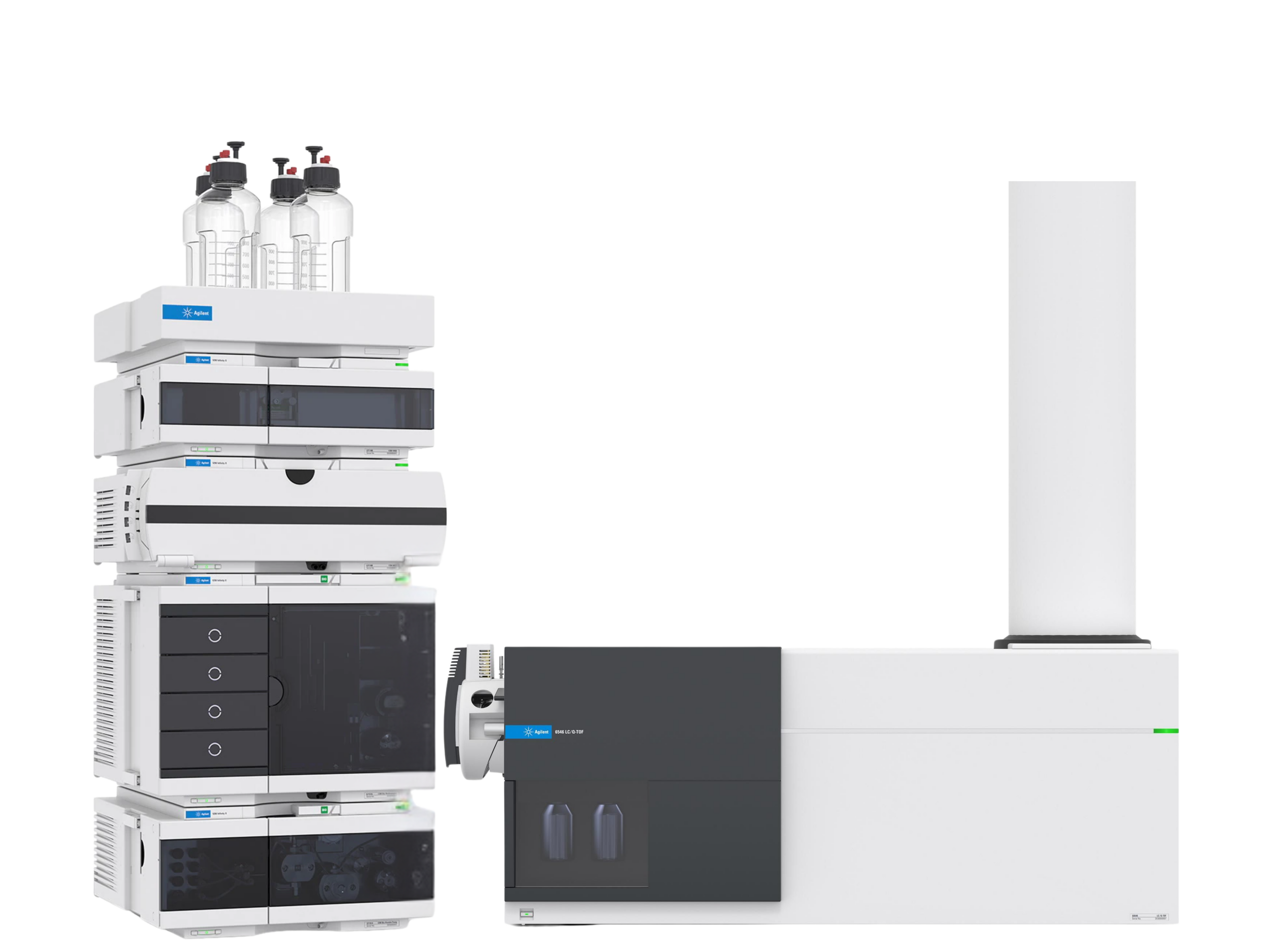 Agilent 6546 LC/Q-TOF with 1290 Infinity II UHPLC advanced high-performance accurate-mass quadrupole time-of-flight LC/MS system with &gt;60,000 FWHM resolution, Jet Stream ionization, and ultra-fast UHPLC separations for pharmaceutical, metabolomics, proteomics, food safety, and environmental research.