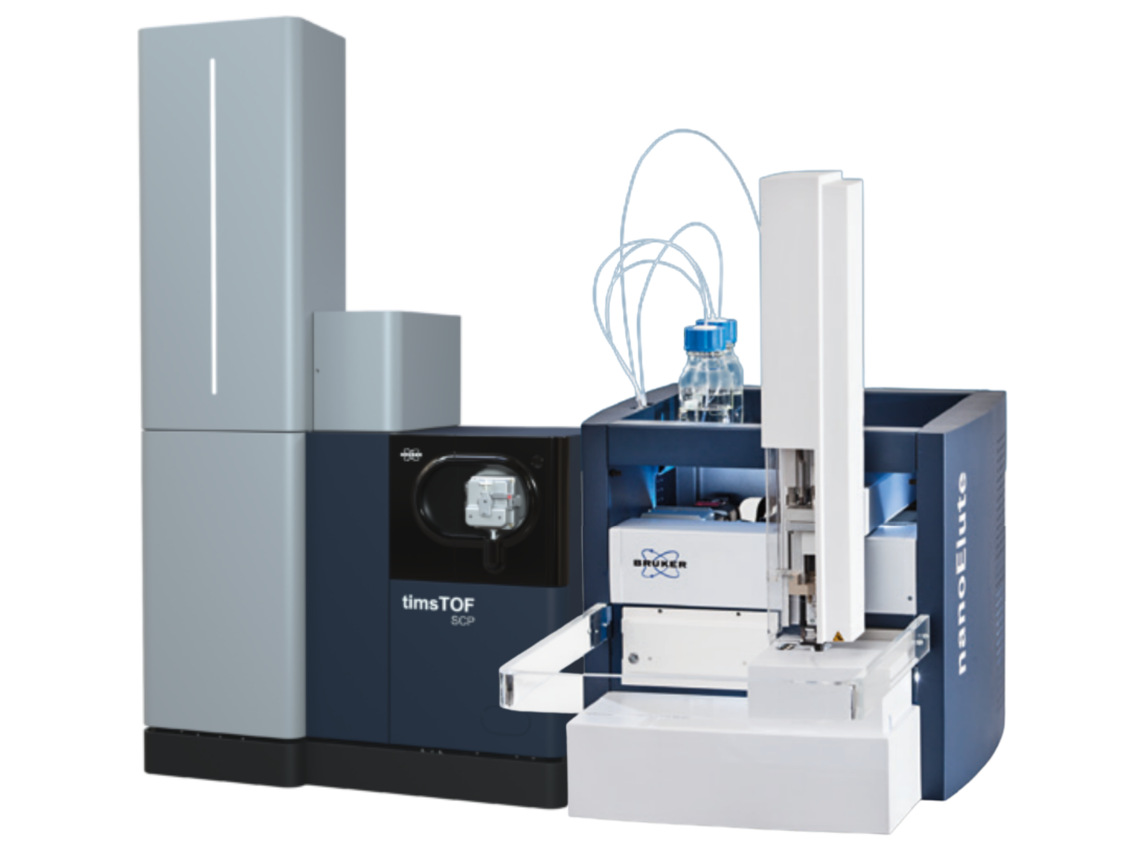 Bruker timsTOF SCP with nanoElute UHPLC  ultra-sensitive TIMS-QTOF LC-MS/MS system for single-cell proteomics, trace proteomics, and biomarker discovery with PASEF and 4D proteomics technology.