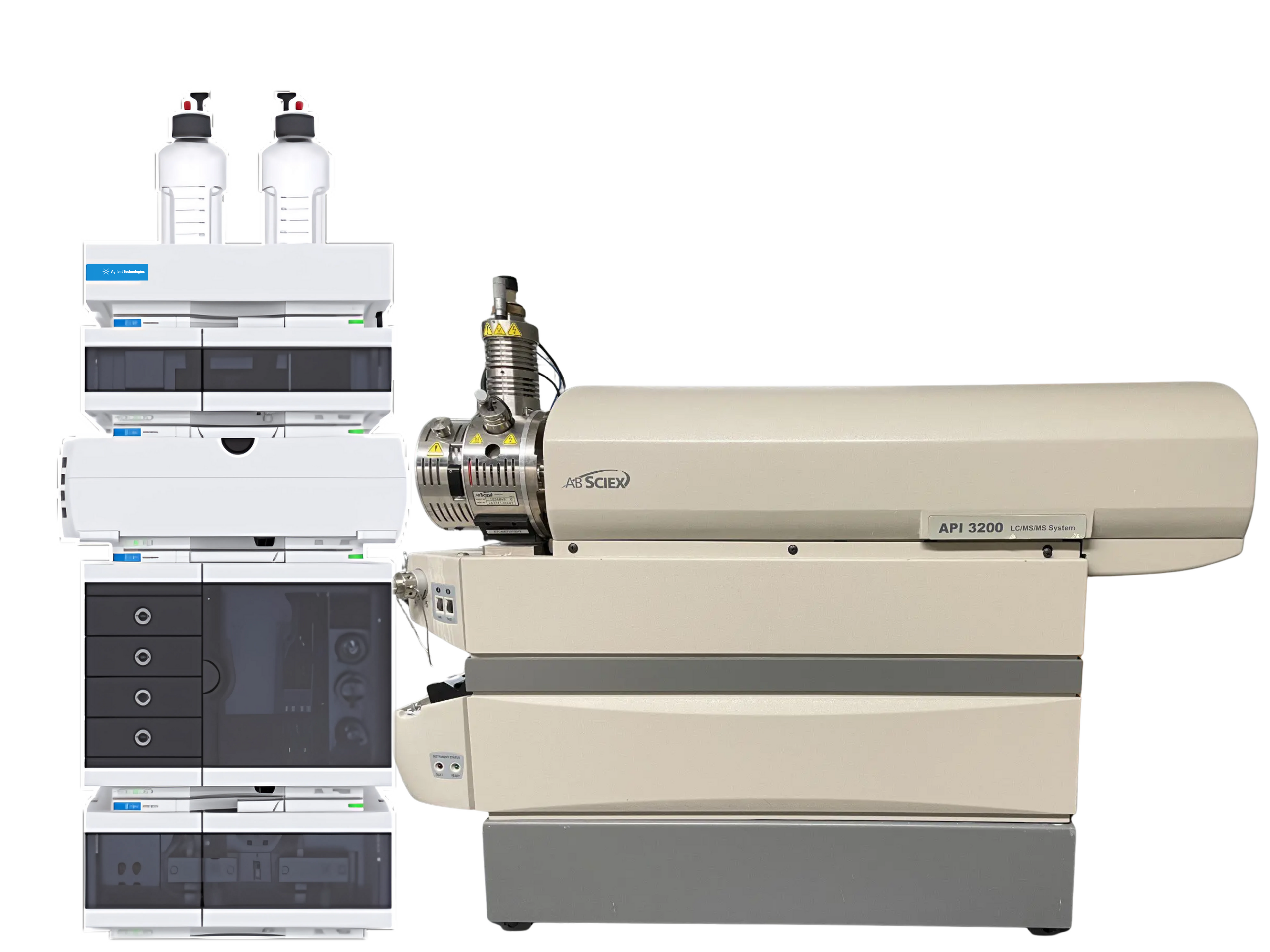 SCIEX QTRAP 3200 LC-MS/MS with Agilent 1260 Infinity II HPLC hybrid triple quadrupole linear ion trap system for versatile quantitative and qualitative LC-MS/MS workflows in pharma, food safety, clinical, and environmental labs.