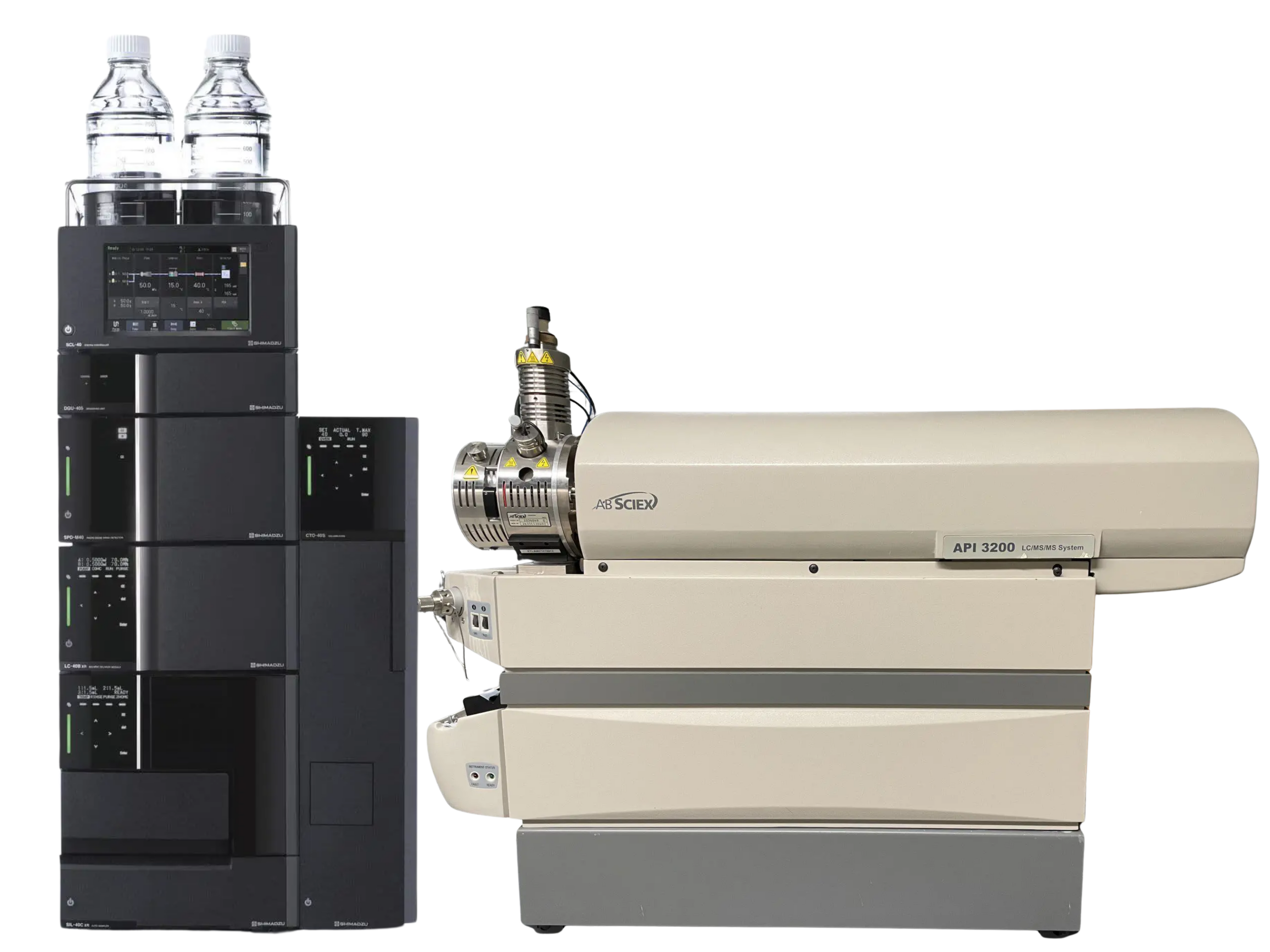SCIEX QTRAP 3200 LC-MS/MS with Shimadzu Nexera UHPLC  hybrid triple quadrupole linear ion trap system for targeted quantitation, qualitative analysis, and regulated workflows in pharma, food safety, environmental, and clinical research.