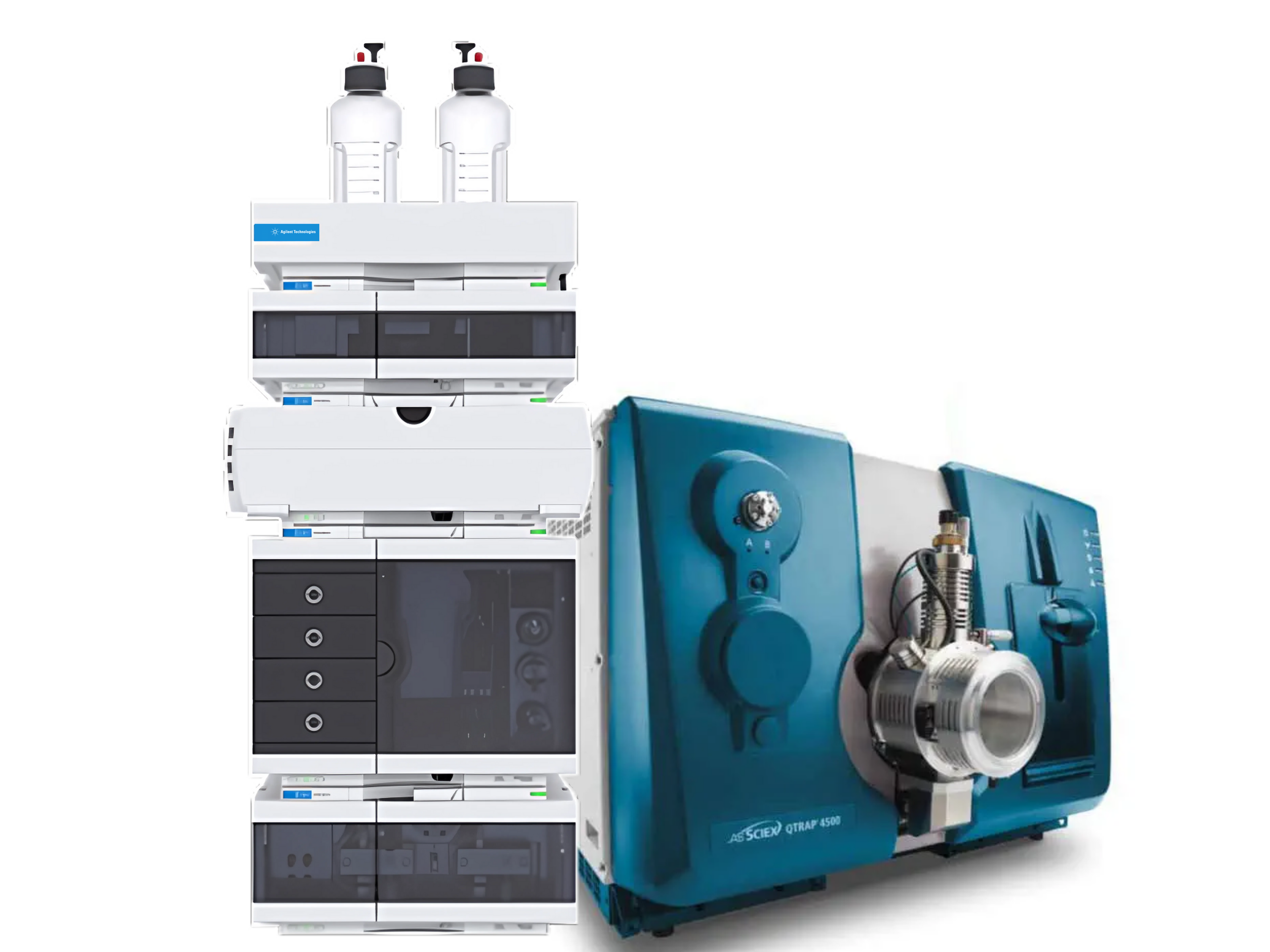 SCIEX QTRAP 4500 LC-MS/MS with Agilent 1260 Infinity II HPLC  hybrid triple quadrupole linear ion trap UHPLC-MS/MS system for high-sensitivity quantitation and qualitative analysis in pharmaceuticals, food safety, clinical toxicology, and environmental testing.
