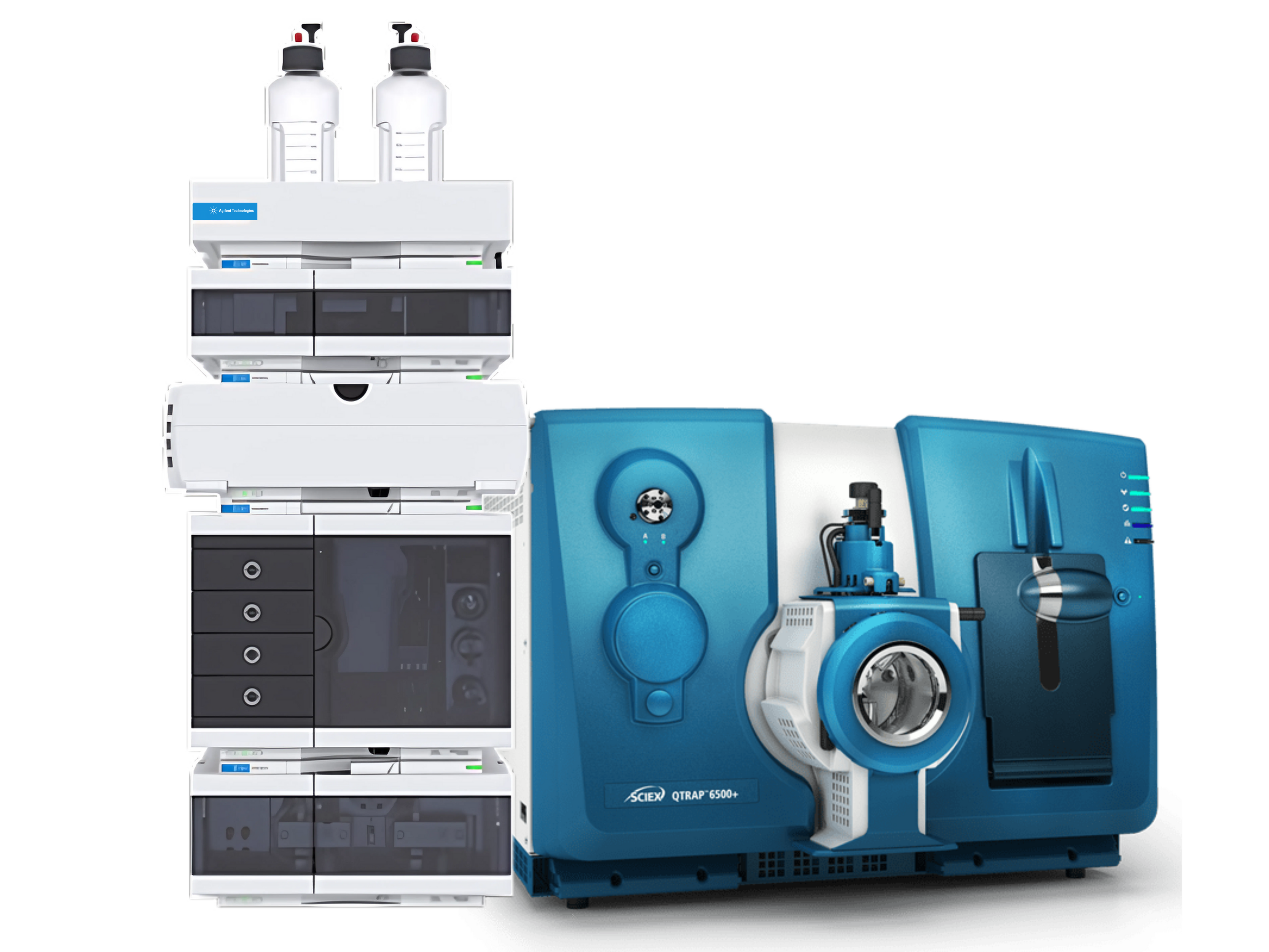 SCIEX QTRAP 6500+ LC-MS/MS with Agilent 1290 Infinity II UHPLC  ultra-sensitive triple quadrupole linear ion trap system for pharmaceutical, clinical, food safety, and environmental targeted analysis.