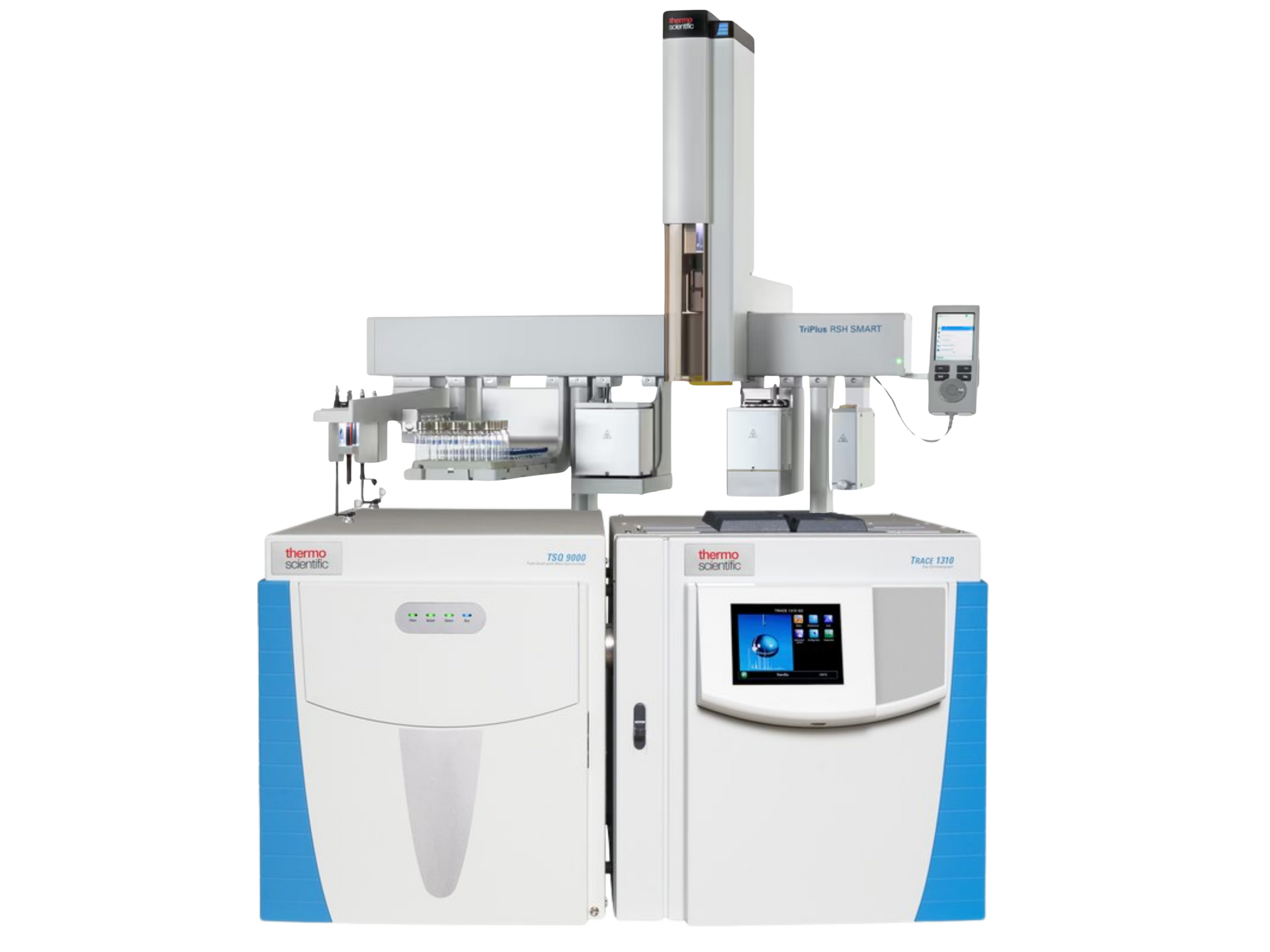 Thermo Scientific TRACE 1310 Gas Chromatograph with TSQ™ 9000 Triple Quadrupole GC-MS and TriPlus RSH Autosampler, high-sensitivity triple quadrupole GC-MS system for environmental testing, food safety analysis, pharmaceutical research, forensic toxicology, and industrial chemical applications.

