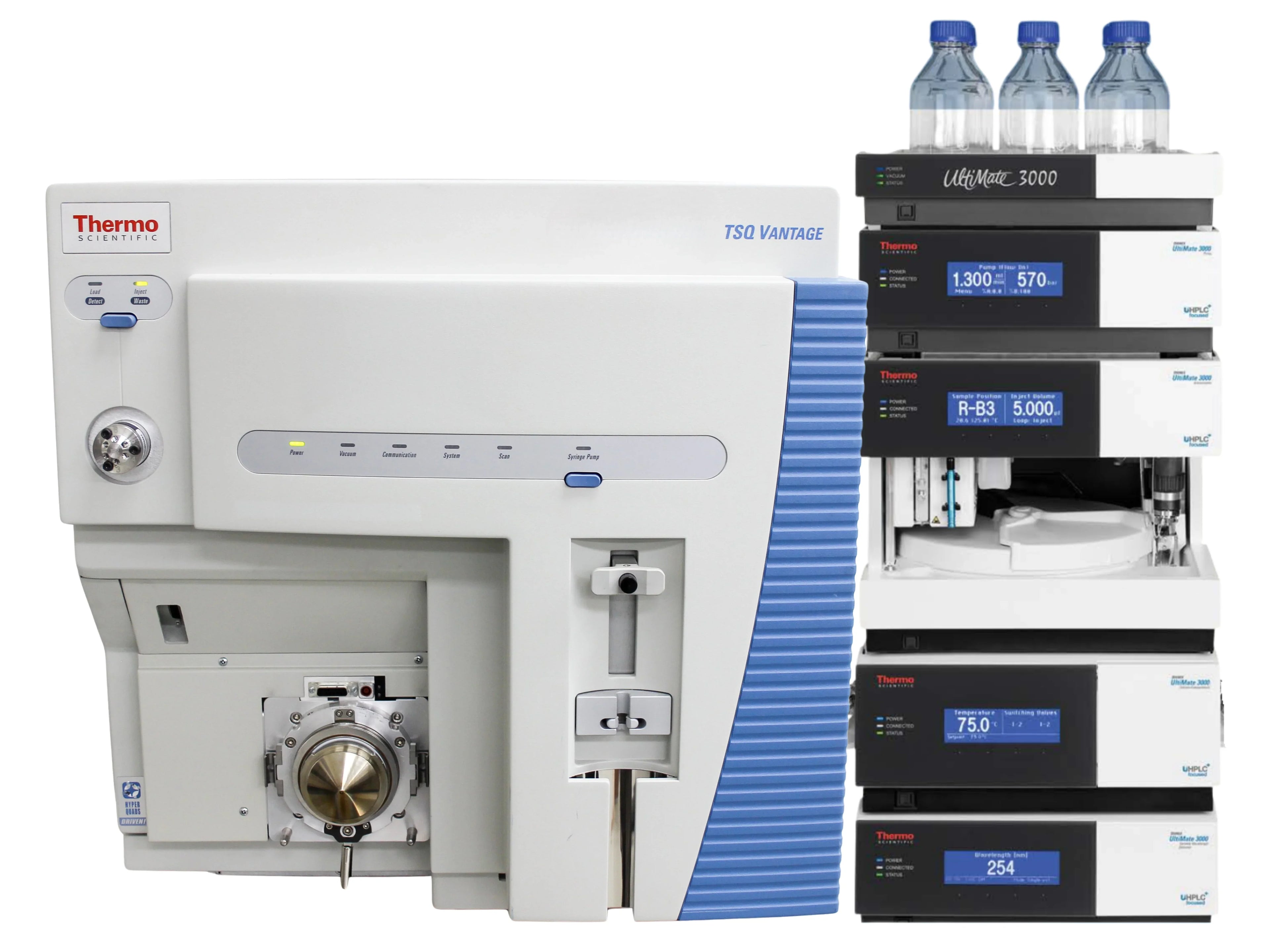 Thermo Scientific TSQ Vantage Triple Quadrupole LC-MS/MS with UltiMate 3000 UHPLC ultra-sensitive quantitative LC-MS/MS system for pharmaceutical, clinical, food safety, and environmental analysis