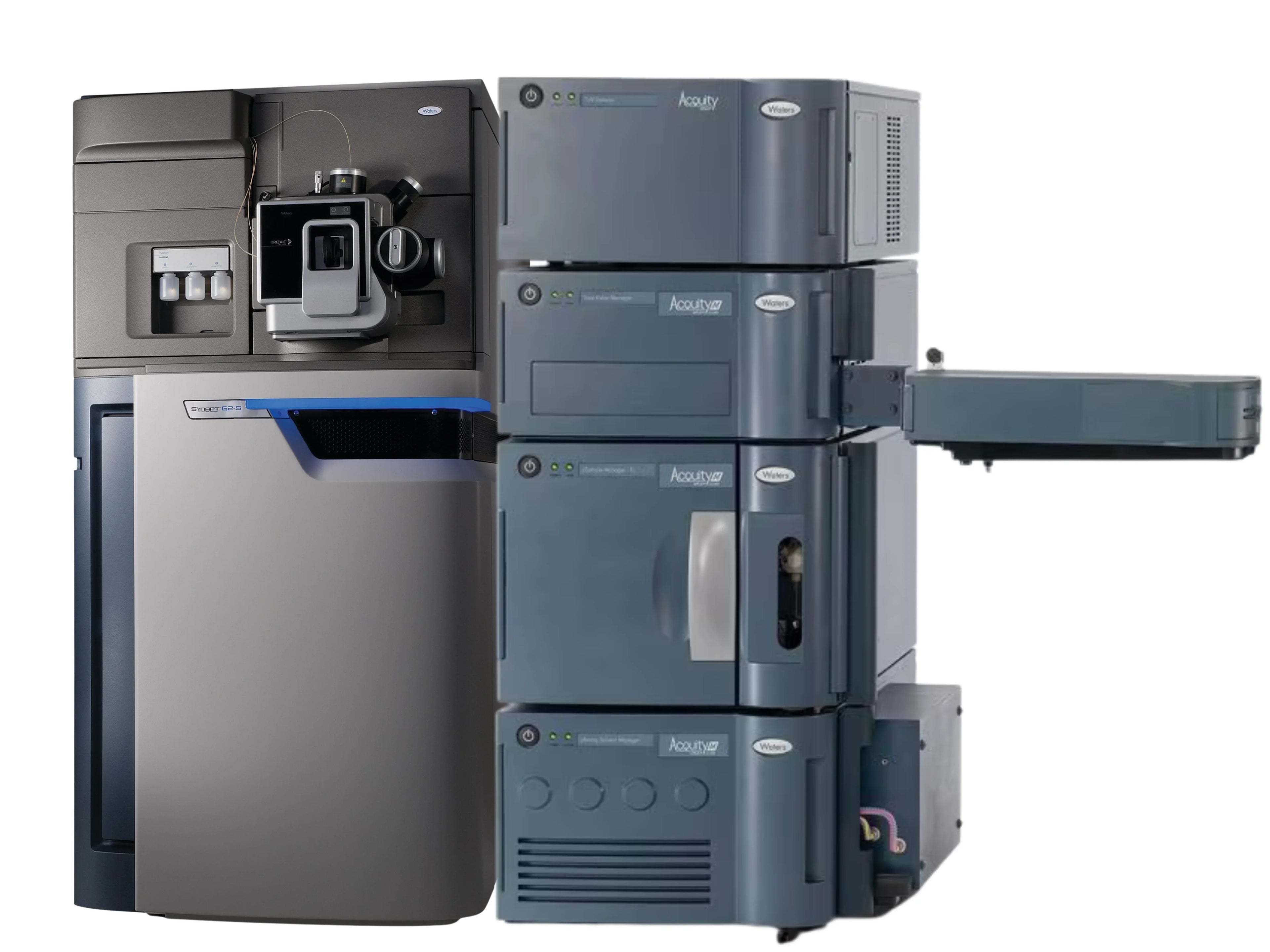 Waters SYNAPT G2-Si Q-TOF LC-MS/MS with ACQUITY M-Class UPLC Nano- to micro-flow high-resolution hybrid mass spectrometry system for proteomics, metabolomics, pharmaceutical, and biopharmaceutical research